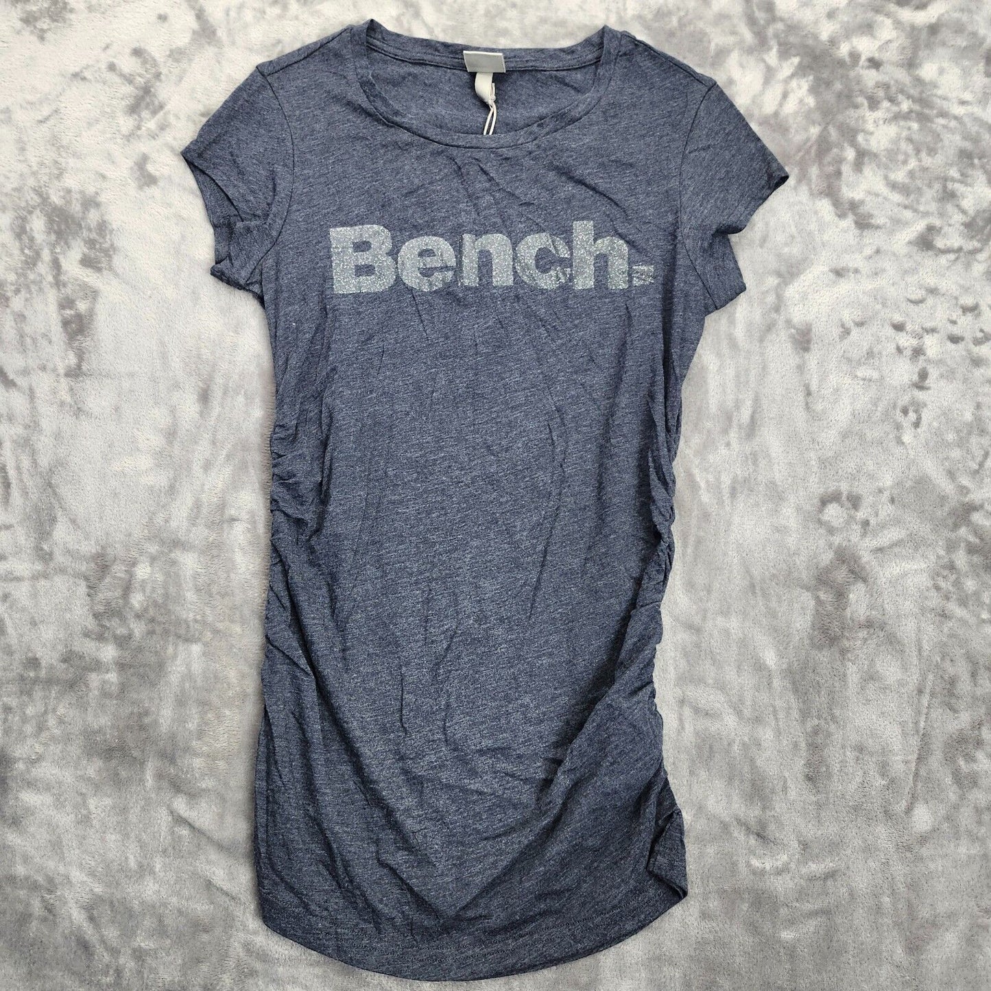 Bench Urban Wear Womens Cap sleeve Ruched Sides T-Shirt Grey Size Small