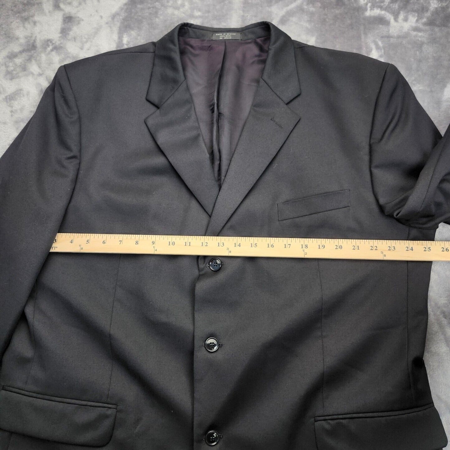 Mens Black Suit Set Jacket Size 50 Long, Pants Size 44.5 Long