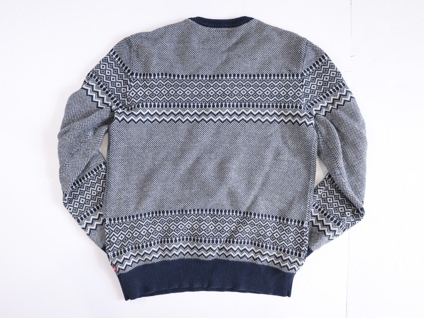 Levi’s Mens Blue Fair Isle Print Nordic Classic Crewneck Sweater Size Med Casual