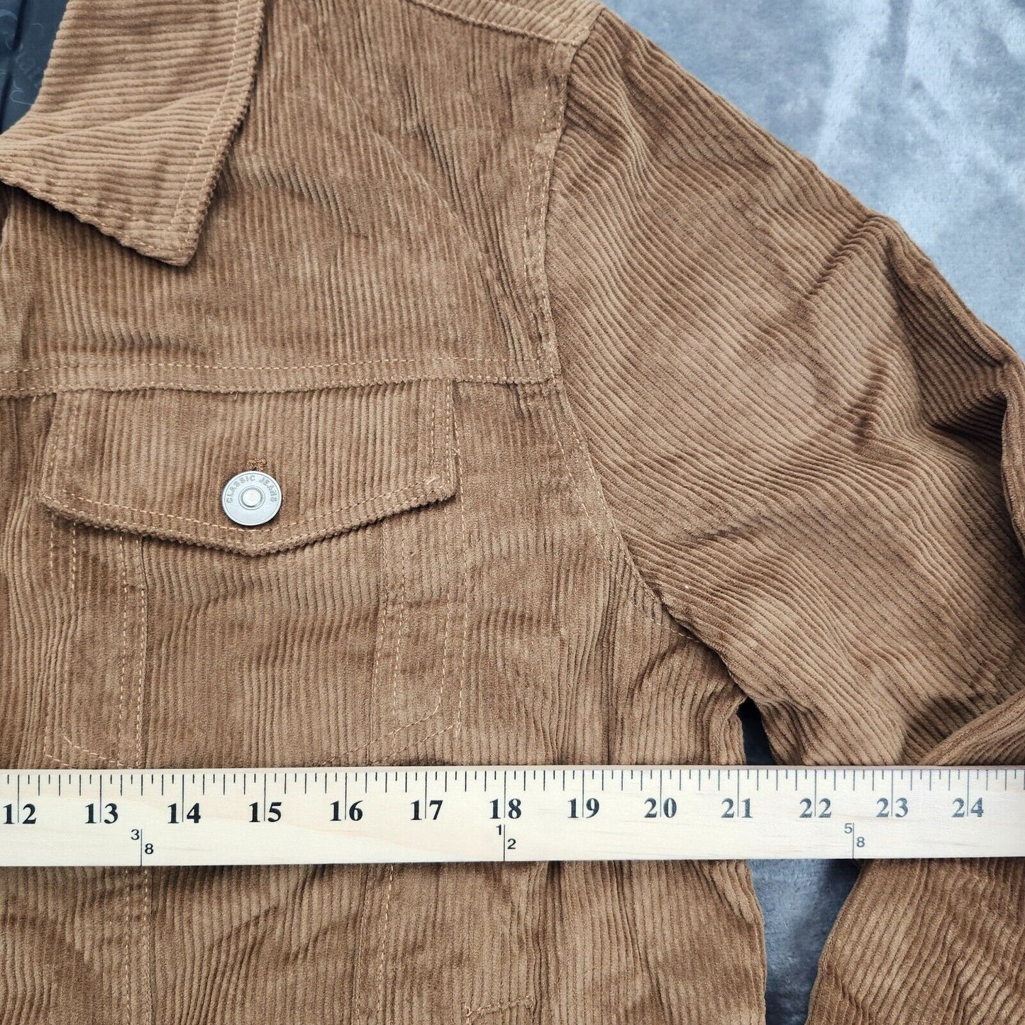 Mens Tan Brown Corduroy Western Shirt Box Jacket Retro Beige Coat XL