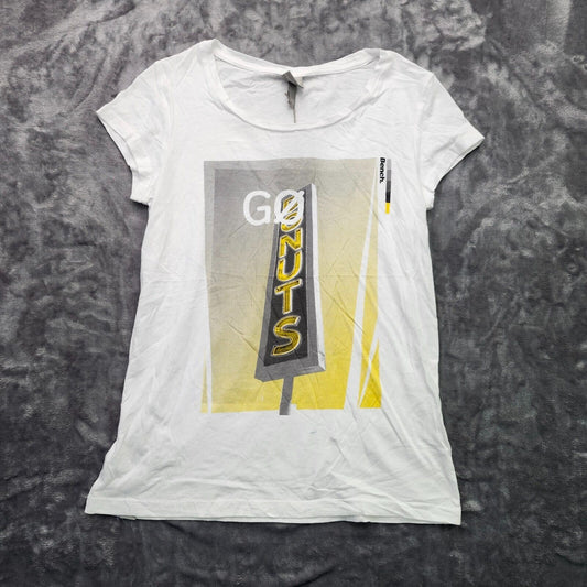 Bench Urban Wear Womens Graphic T-Shirt Size Small White/Yellow