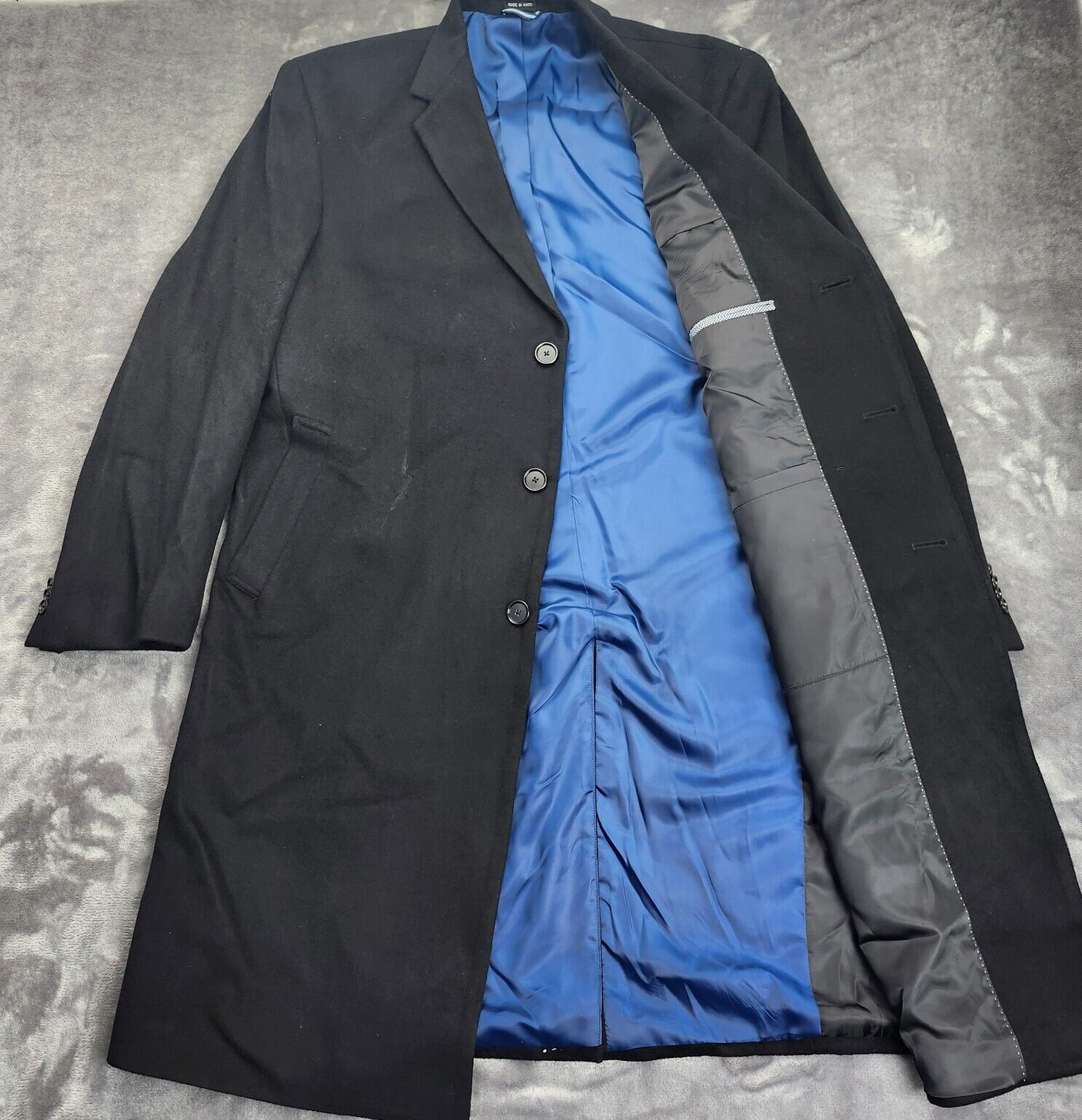 Tommy Hilfiger Mens Bolton Black Wool Blend Long Jacket Trench Coat 44R