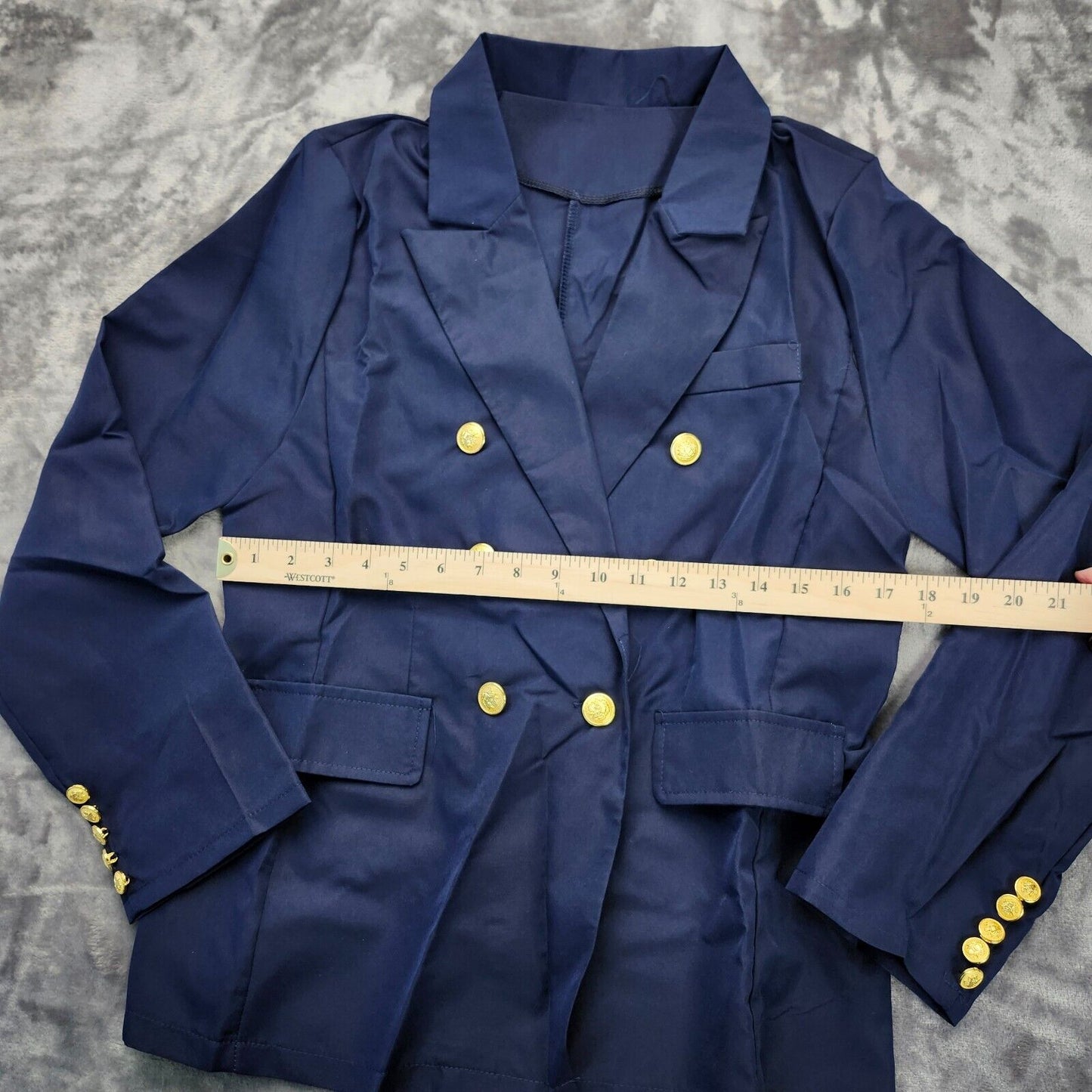 Women Small Suit Casual Blazer Fashion Suit Coat Jacket Blue 2XL