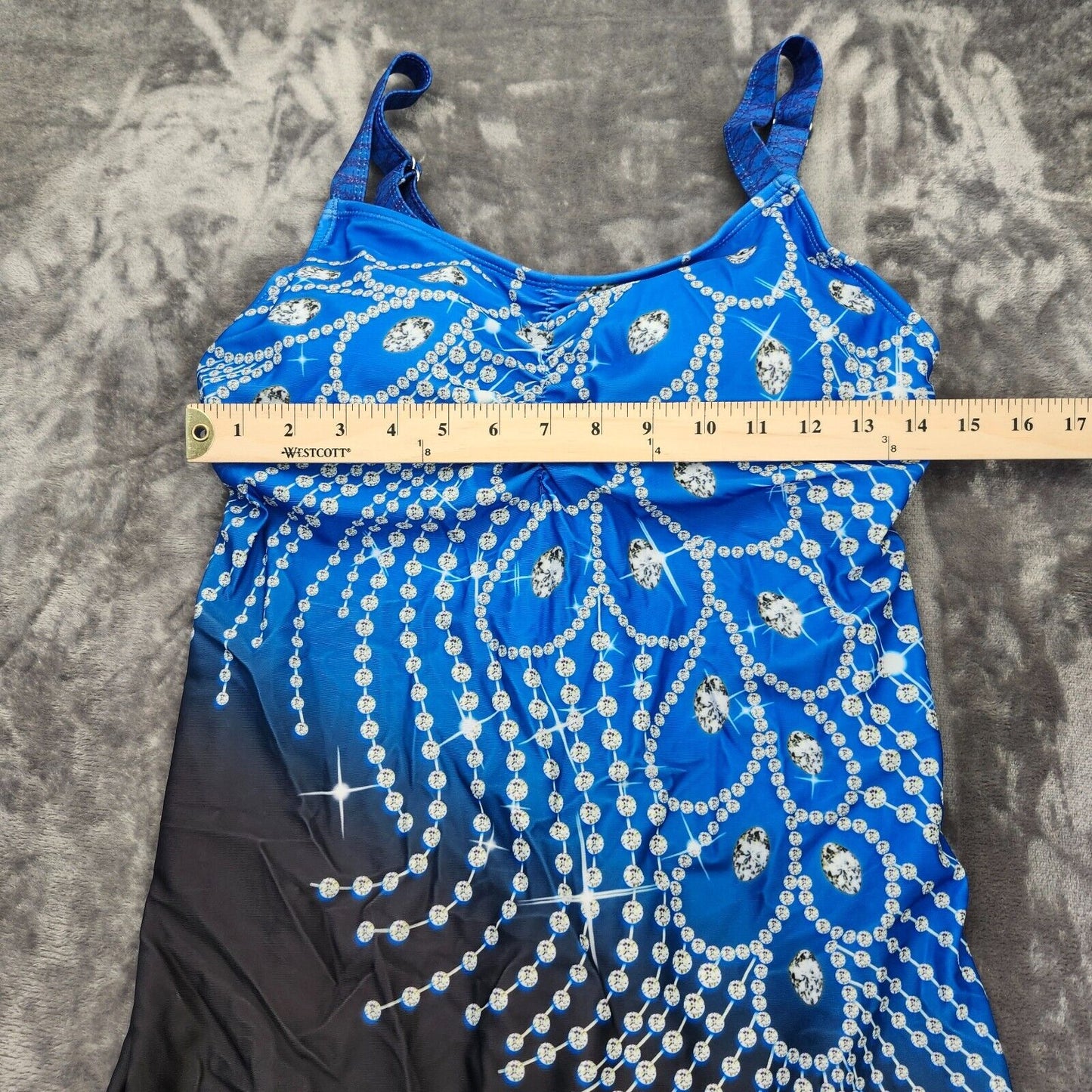 Women Two-Piece Rhinestone Tie Dye Bathing Suit Padded Push Up Swimwear Size 2XL