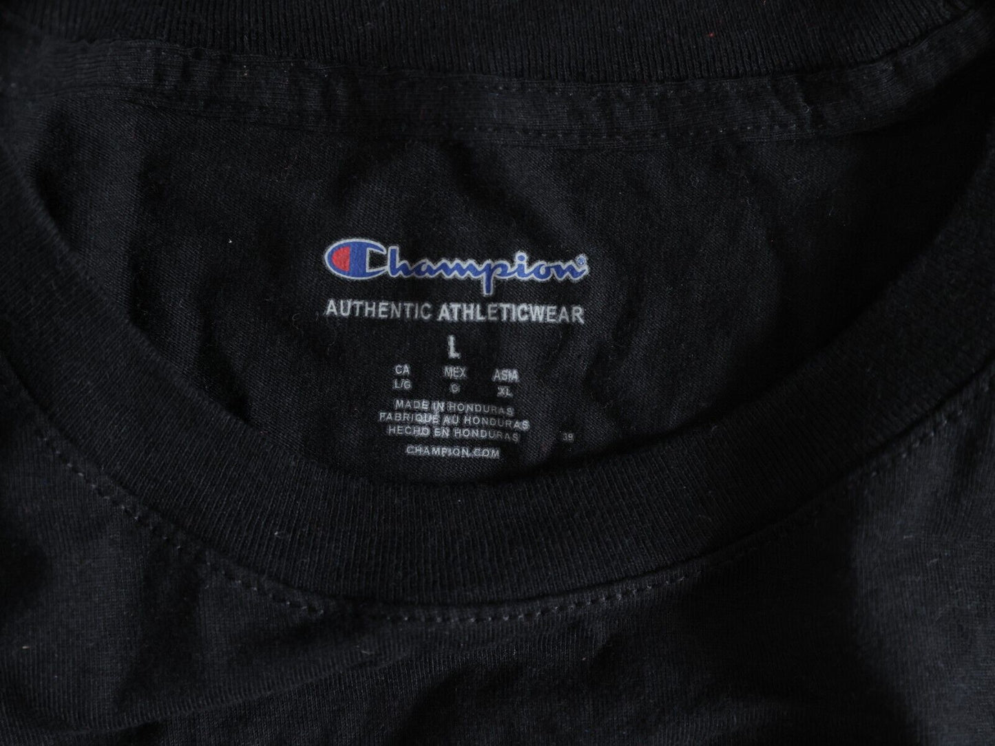 Champion Shirt Women's Small Rainbow Paint Logo Black Tee Size Large