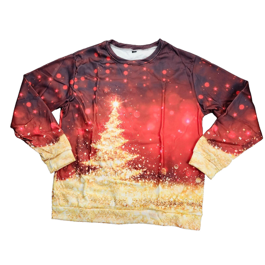 Christmas Tree Graphic Sweatshirt Women Xmas Long Sleeve Sweater XXL