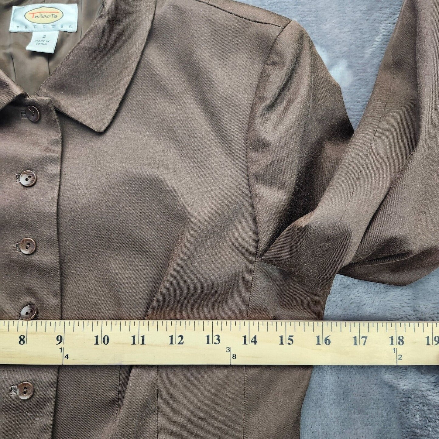 Talbots Petites Women Brown VTG Silk Blend Stretch Preppy Career Office Jacket 2