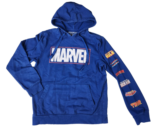 Hybrid Men's Marvel Logo Hoodie Sweatshirt S Blue