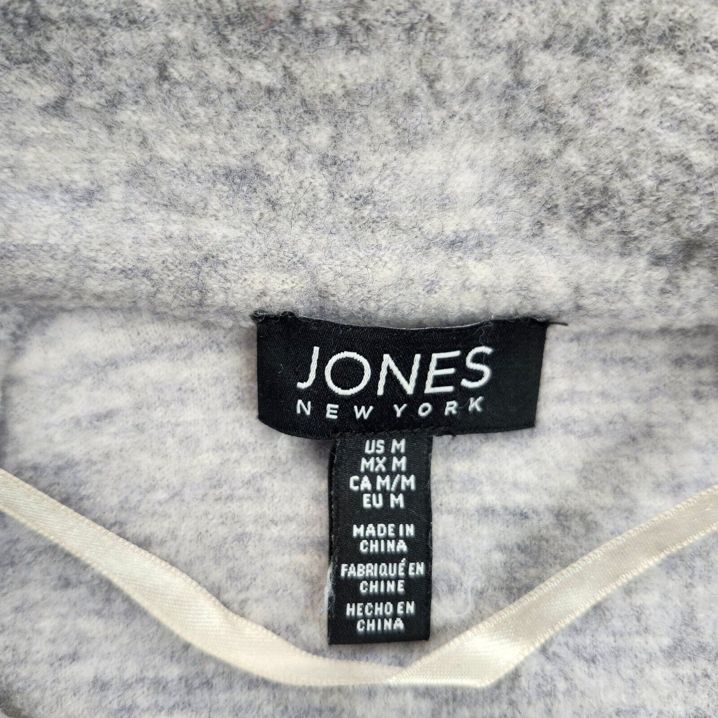 Jones New York Merino Wool Cardigan Size S Gray Collared Open Front Medium