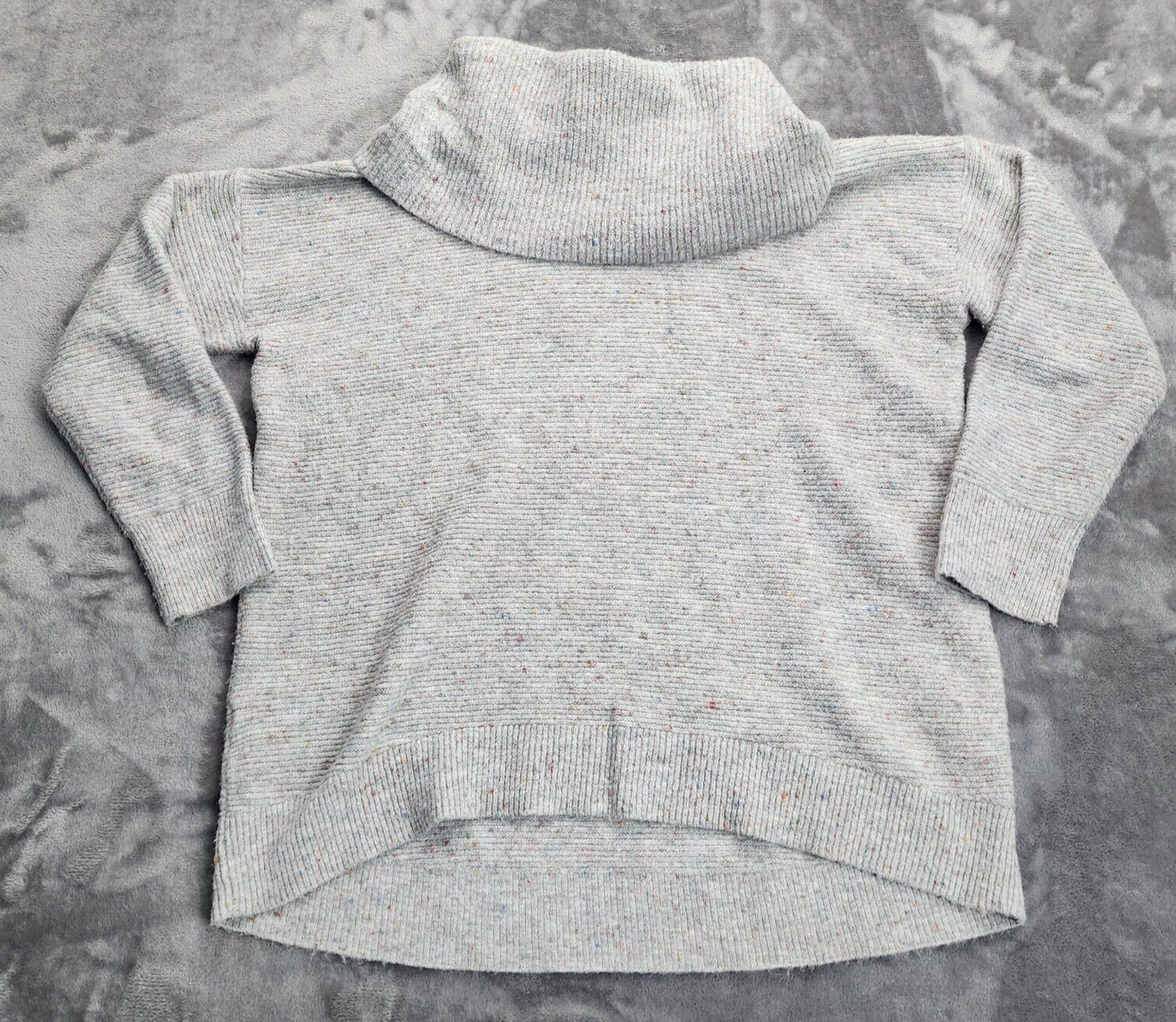 LOFT Women's Flecked Cowl Turtleneck Sweater Light Grey Size XL