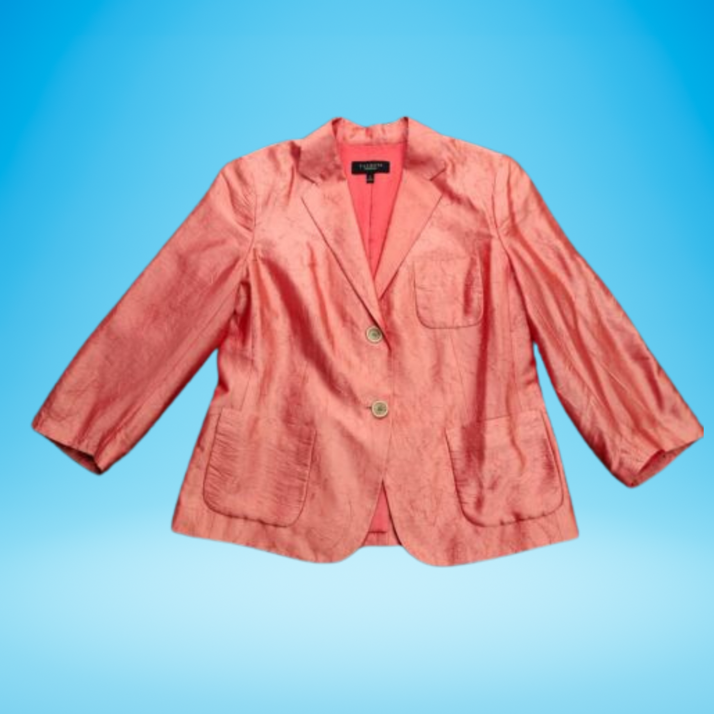 Talbots Sz 12 Spectacular Apricot Pink Orange Silk Lightweight Blazer Jacket