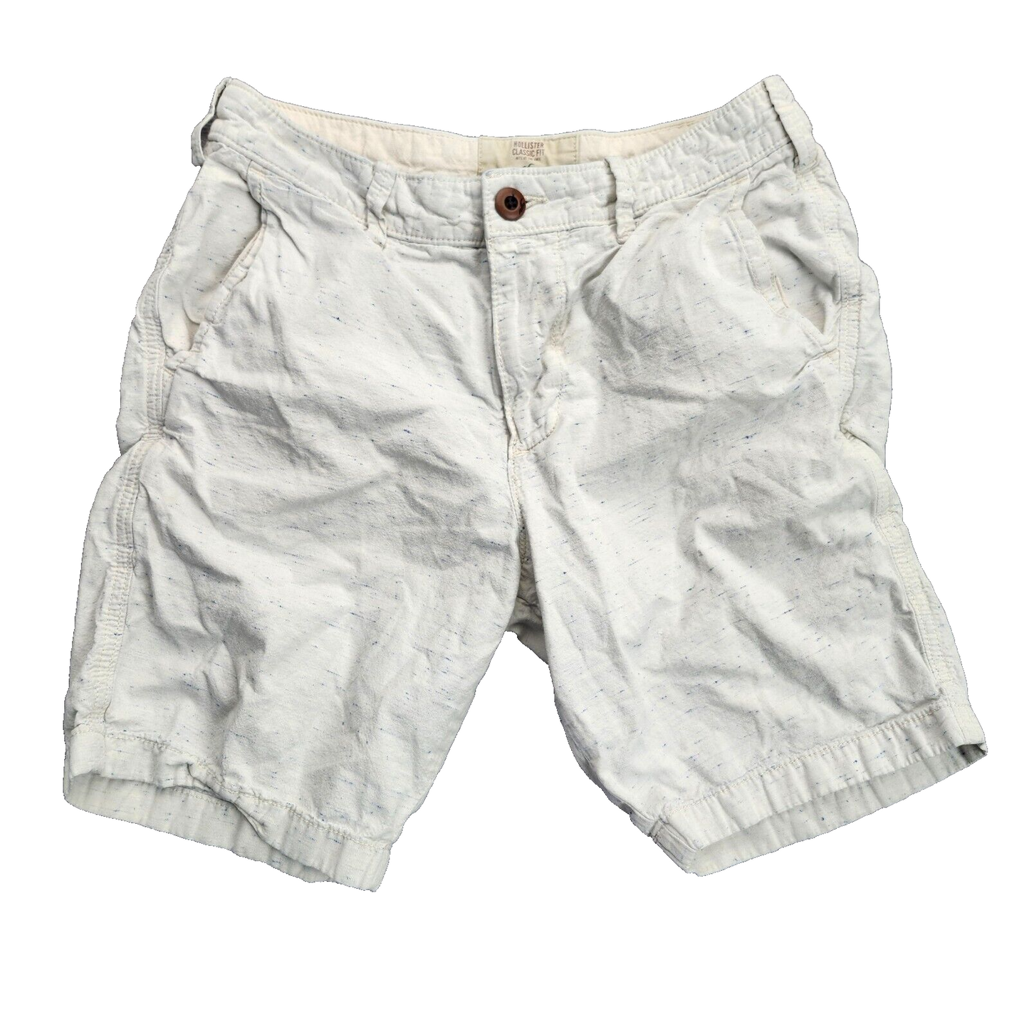 Hollister Men's (28) White Classic Fit Chino Shorts, Epic Flex, Hits at the Knee