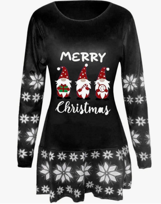 Women Christmas Dresses Long Sleeve Cocktail Dress Funny Xmas Printed XL