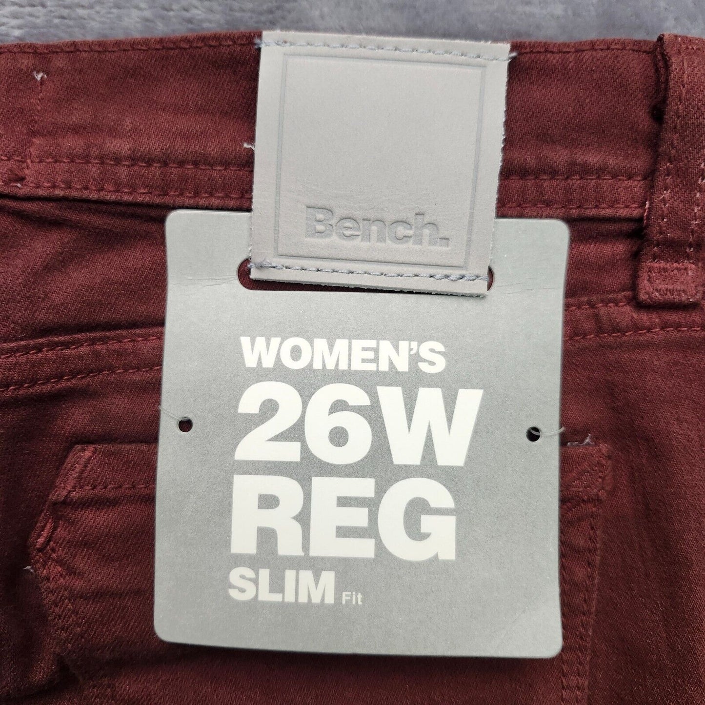 NWT Bench Urban Wear Womens Slim High Rise Jeans Maroon 26w