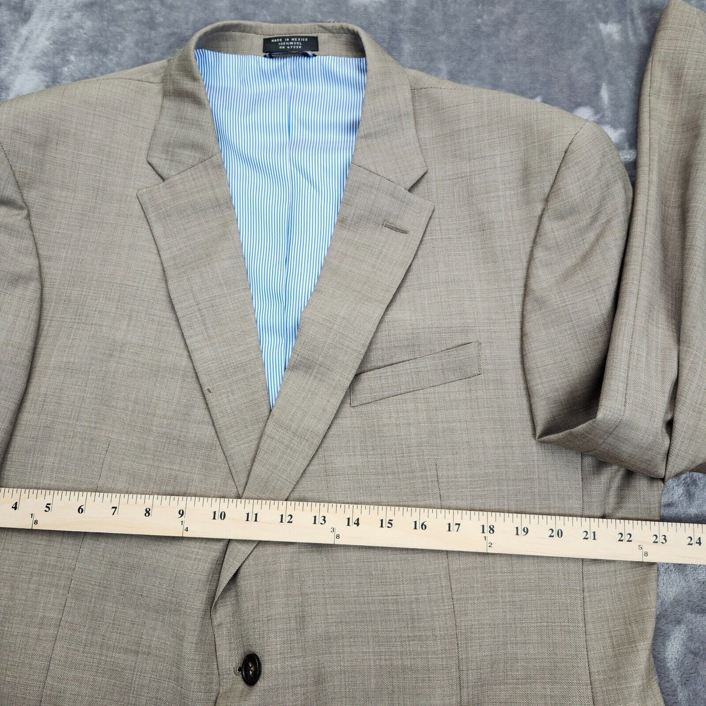 Tommy Hilfiger 100% Wool Mens Suit Jacket 48 Long Tan Notch Lapel