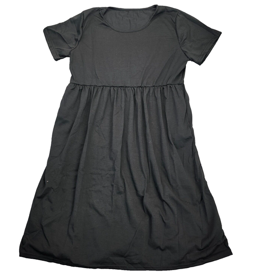 Women's Short Sleeve Babydoll Dress Black Size 2XL
