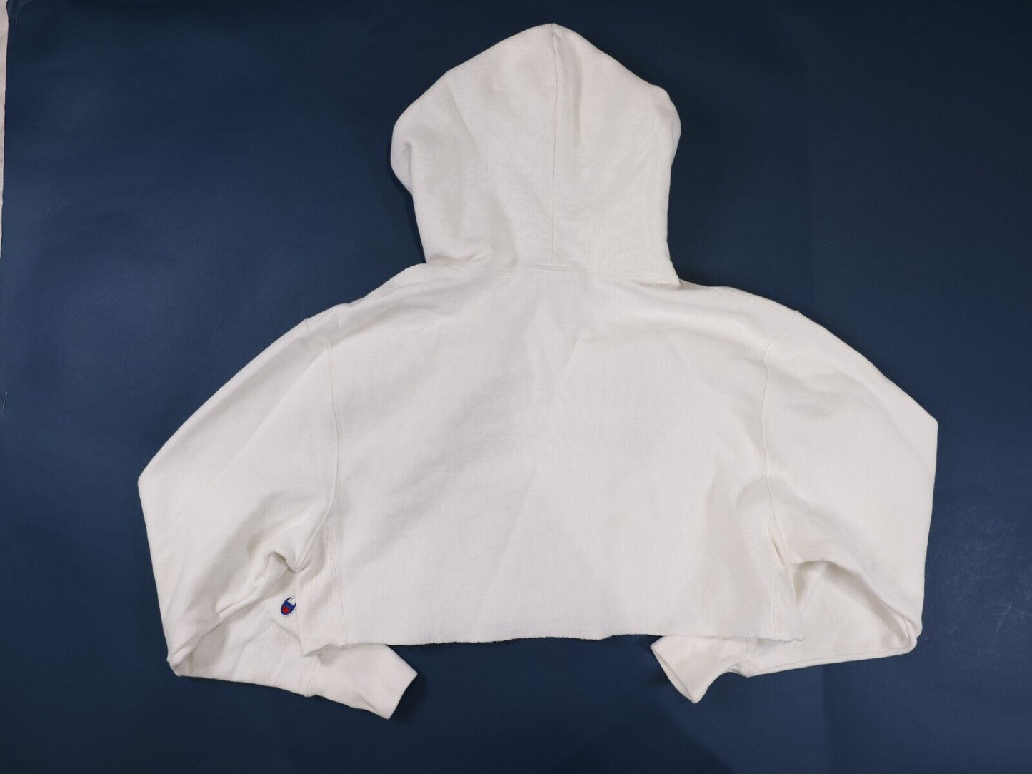 Champion Reverse Weave Sweatshirt Womens Medium White Cropped Hoodie Pullover