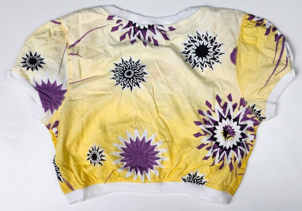 In The Pink Womens Yellow Floral Crop Top Size Small