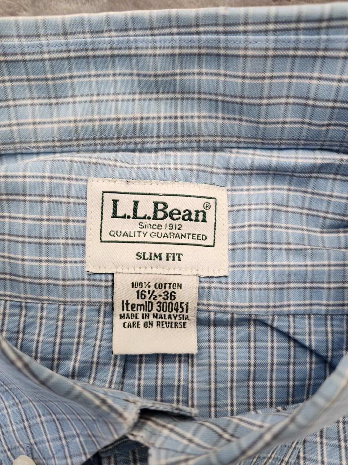 LL Bean Slim Fit 100% Cotton Dress shirt size 16.5/36