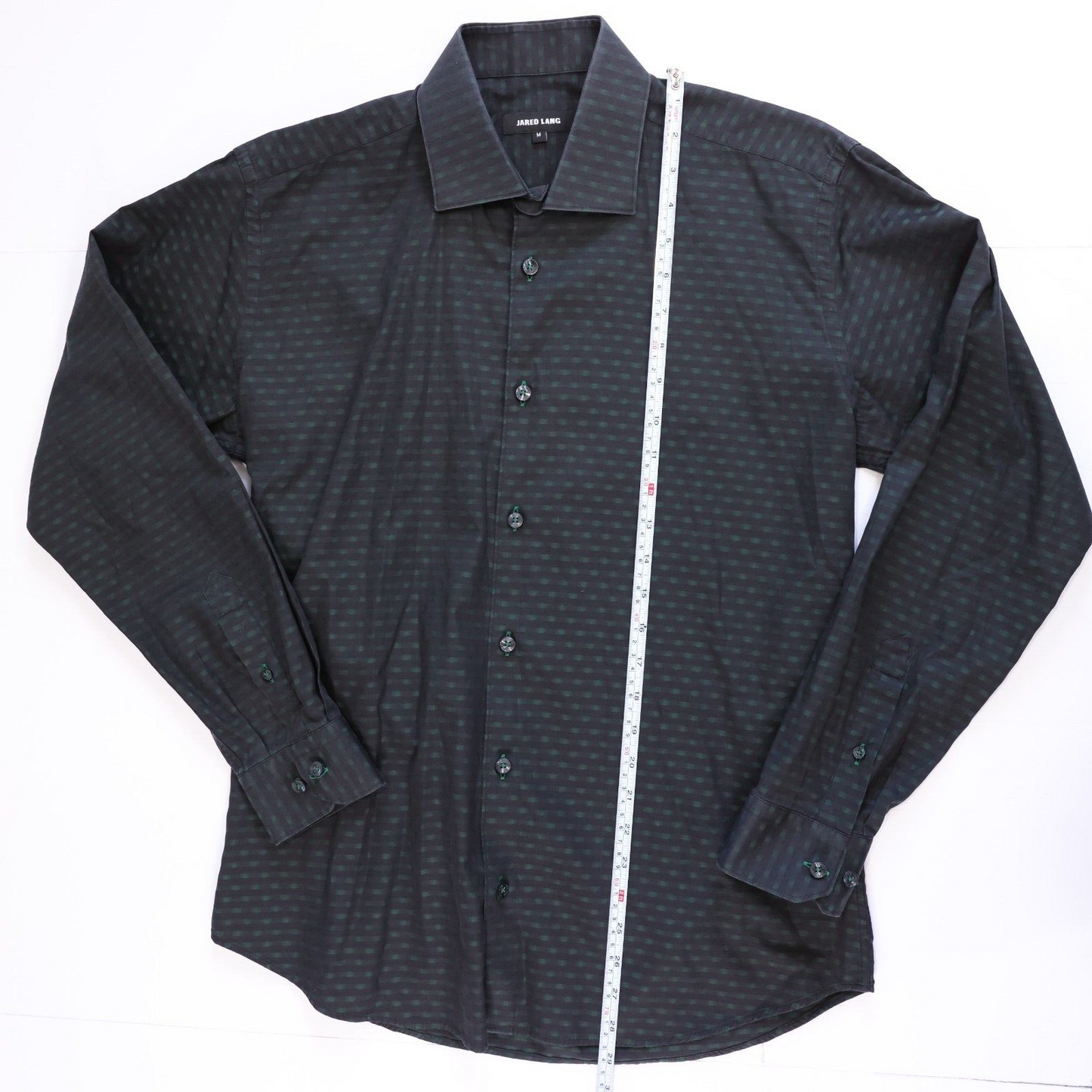 Jared Lang Mens Casual Button Down Shirt Green and Black Size M