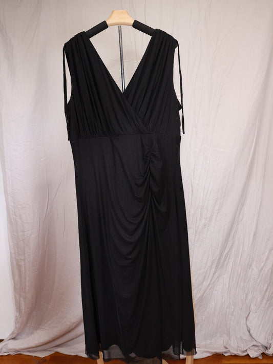 Anne Klein Black Faux Wrap Midi Dress Size XL