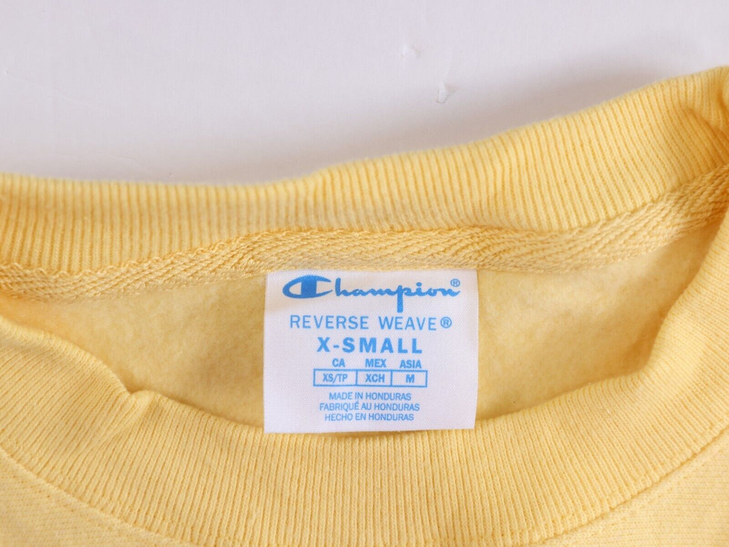 Champion Reverse Weave Women's XS Crop Cut Off Sweatshirt Yellow New