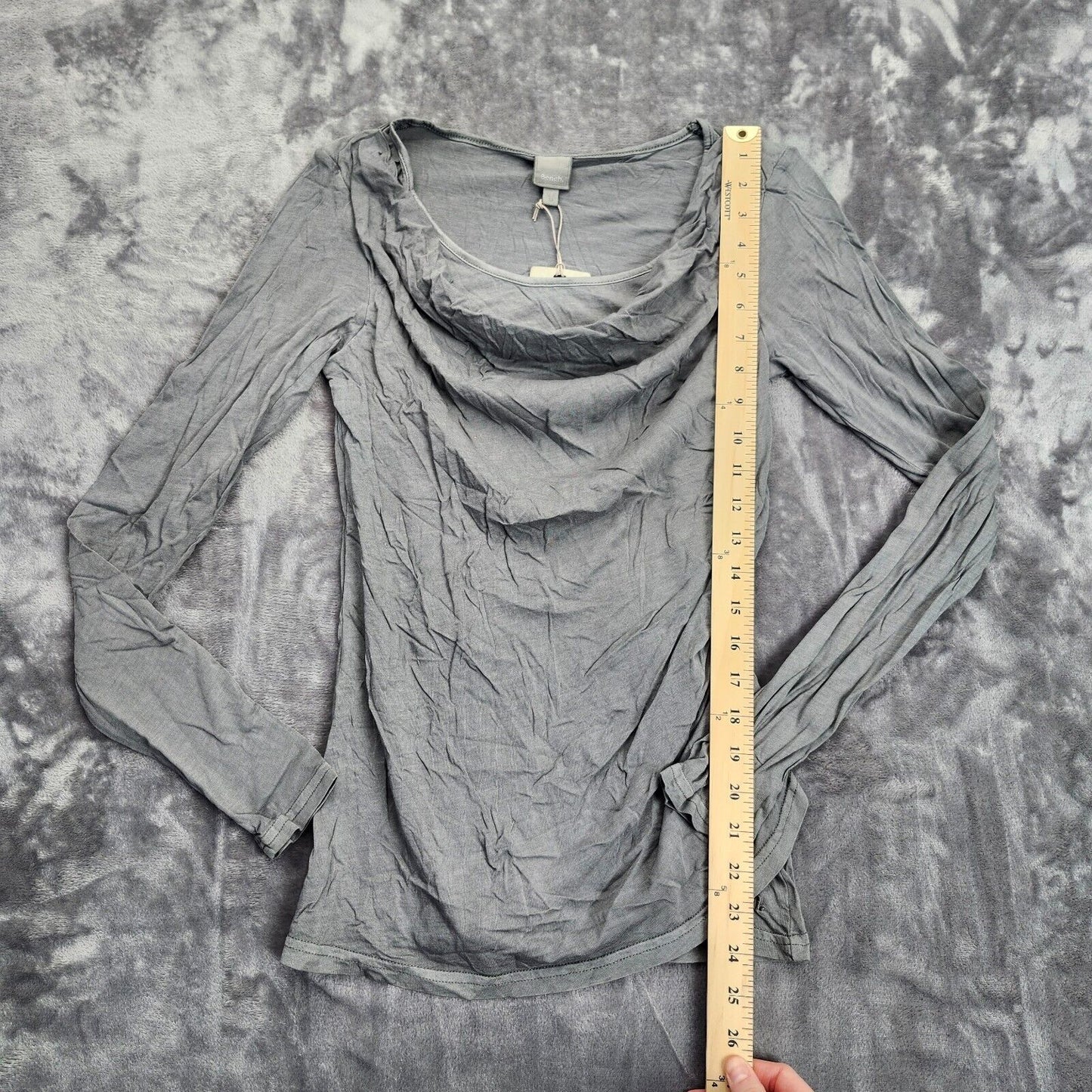 NWT Bench Urban Wear Womens Long Sleeve grey draped neck collar