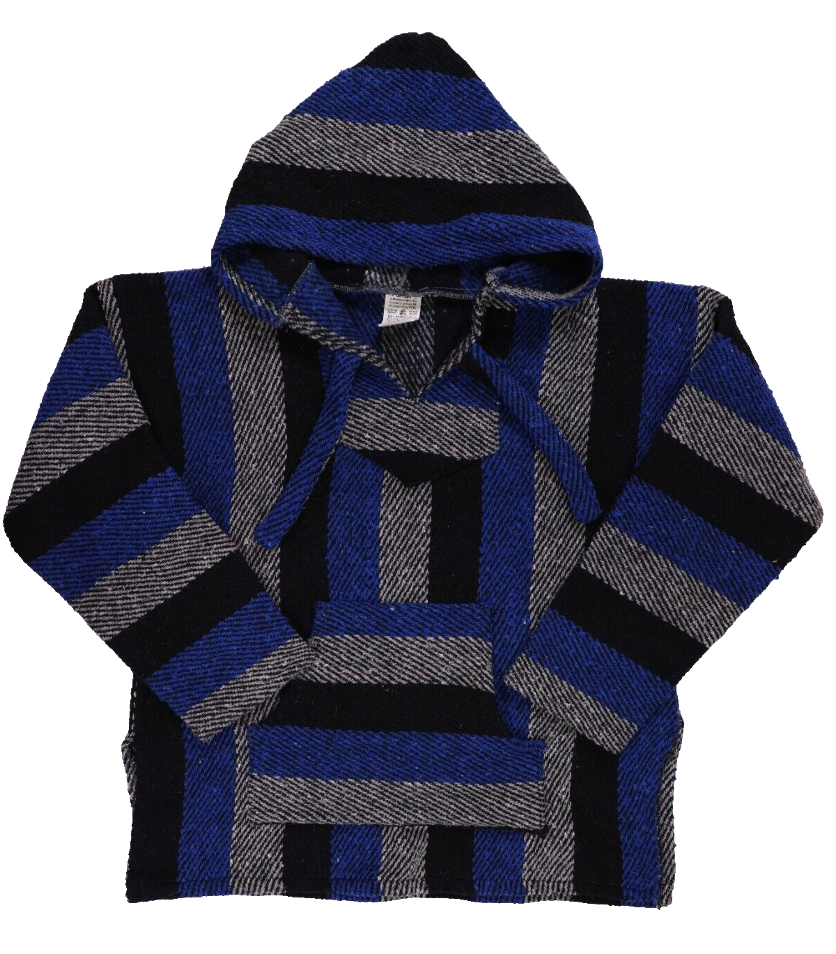 TLAXCALA Textiles Pullover Men's Drug Rug Hoodie Mexican Blue Multicolor Size M