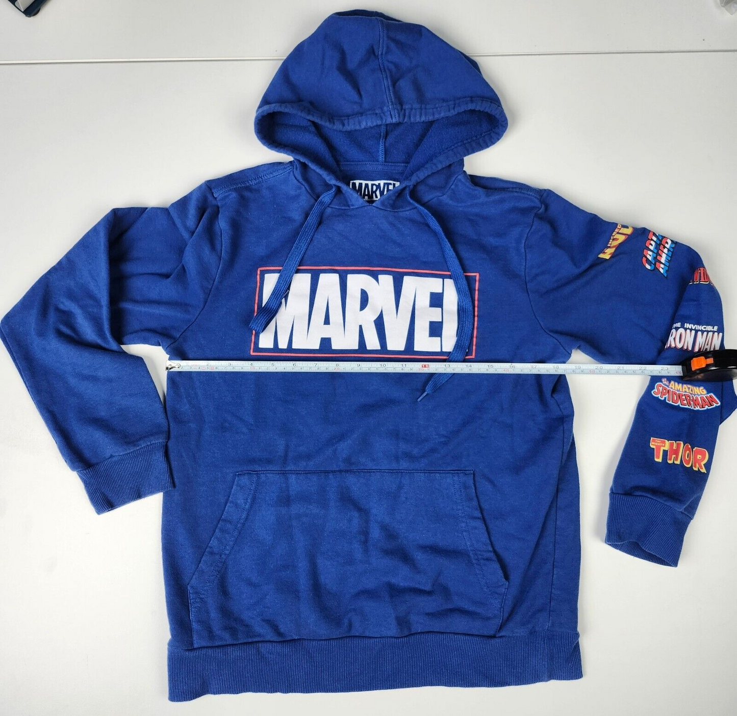 Hybrid Men's Marvel Logo Hoodie Sweatshirt S Blue