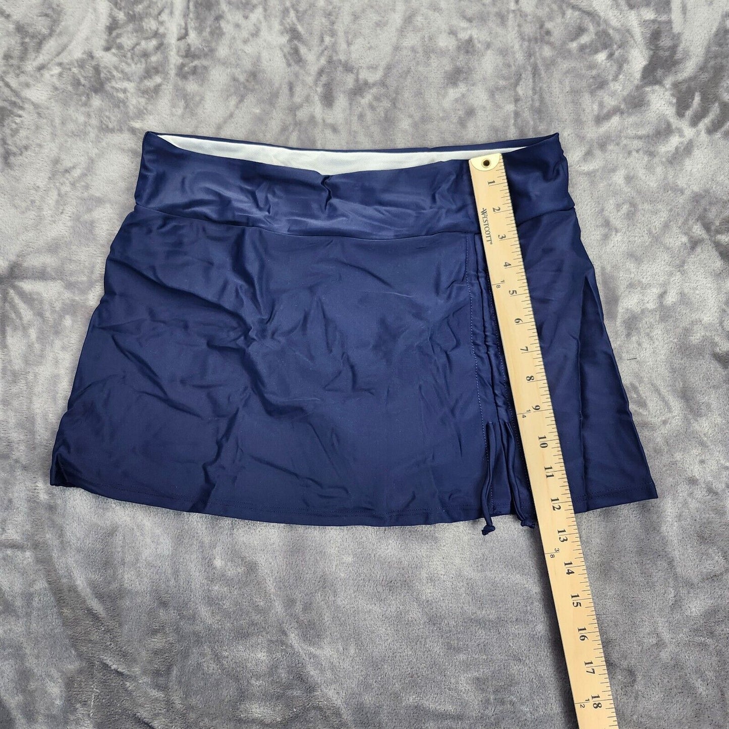 Women Solid Color High Waist Side Drawstring Ruched Swimming Bottoms XL