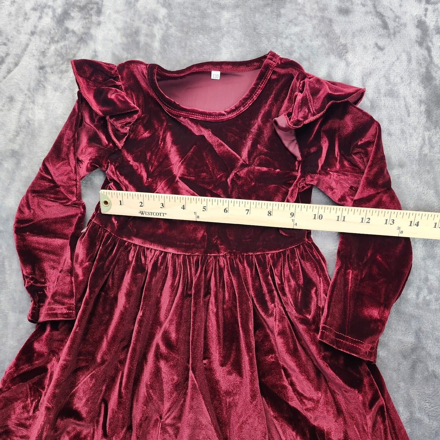 Girls Winter Dress Single Sided Velvet for Kids Twirl Dress Ruffle Hem 3-4 years