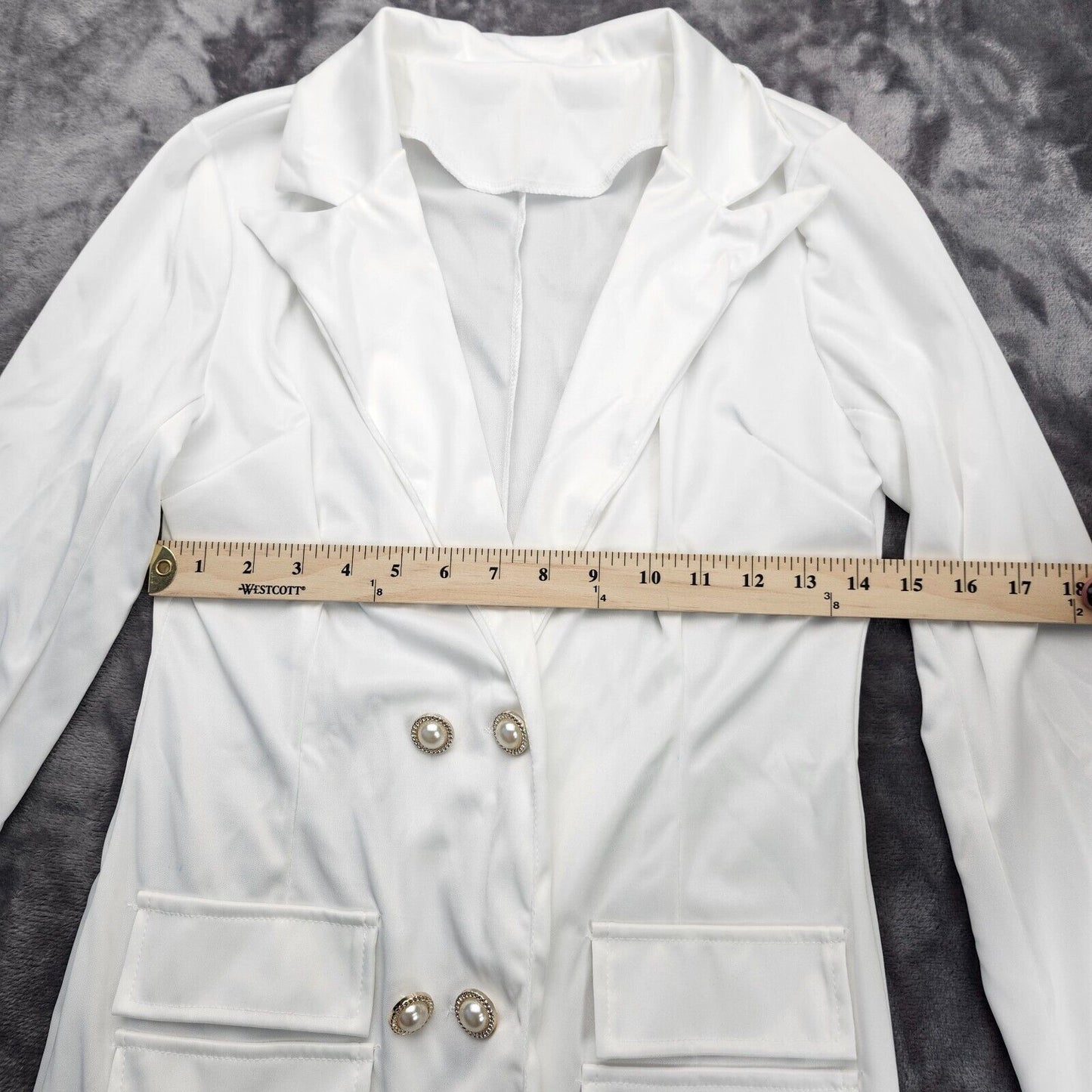 Women's Lapel V Neck Double Breasted Blazer Dress Trench Coat Pocket Design XL