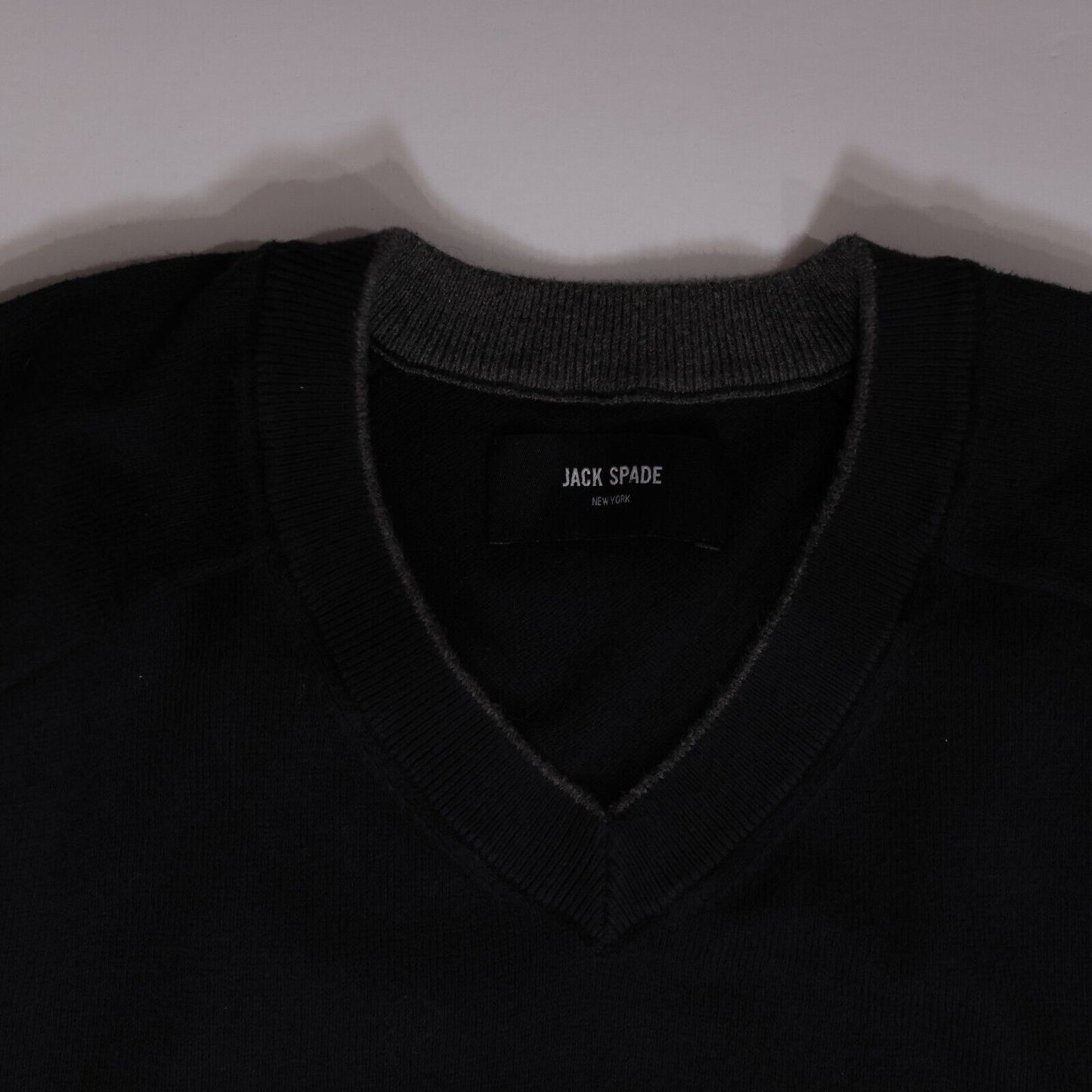 Jack Spade Mens Pullover Sweater Black V Neck Size M