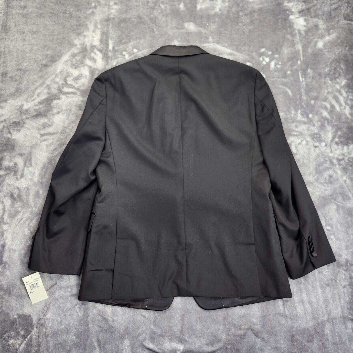 NWT Tommy Hilfiger Black Suit Set Jacket Notch Lapel 2 Button 42 Short 100% Wool