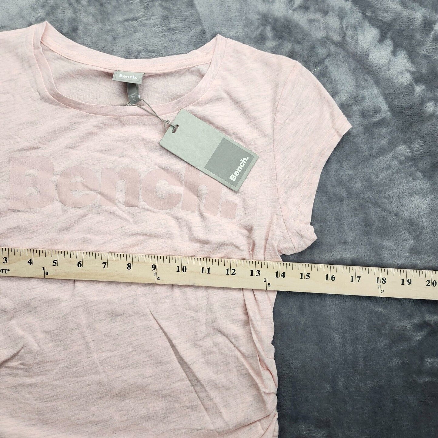 Bench Urban Wear Womens Cap sleeve Ruched Sides T-Shirt Pale Pink Size Small