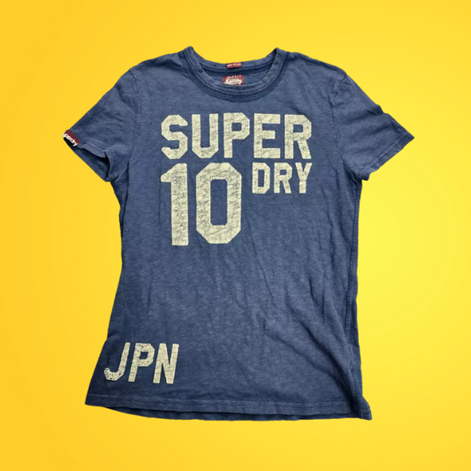 superdry jpn Blue Rainer Tee Shirt 100% Cotton Japan Large