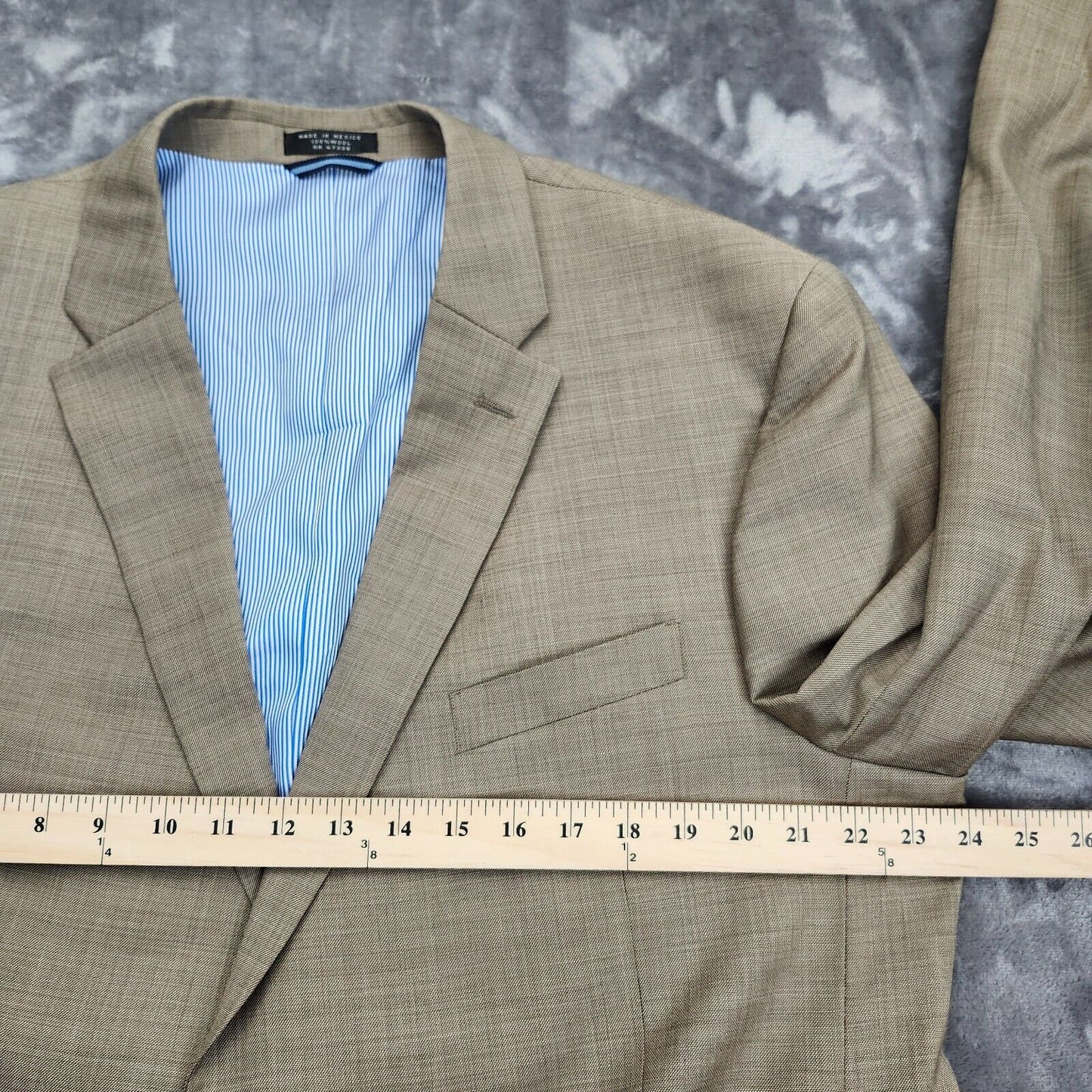 Tommy Hilfiger Mens 100% Wool Suit Jacket Tan Notch Lapel 48 Long