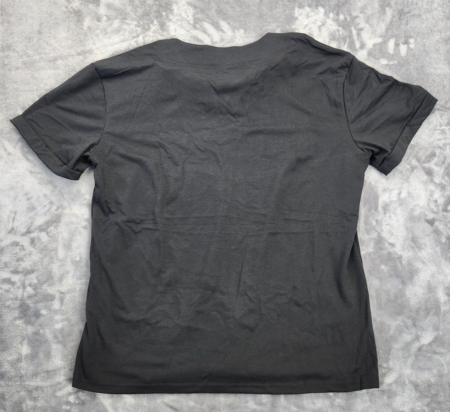 Women's Black T-shirt V-Neck notch Size Large