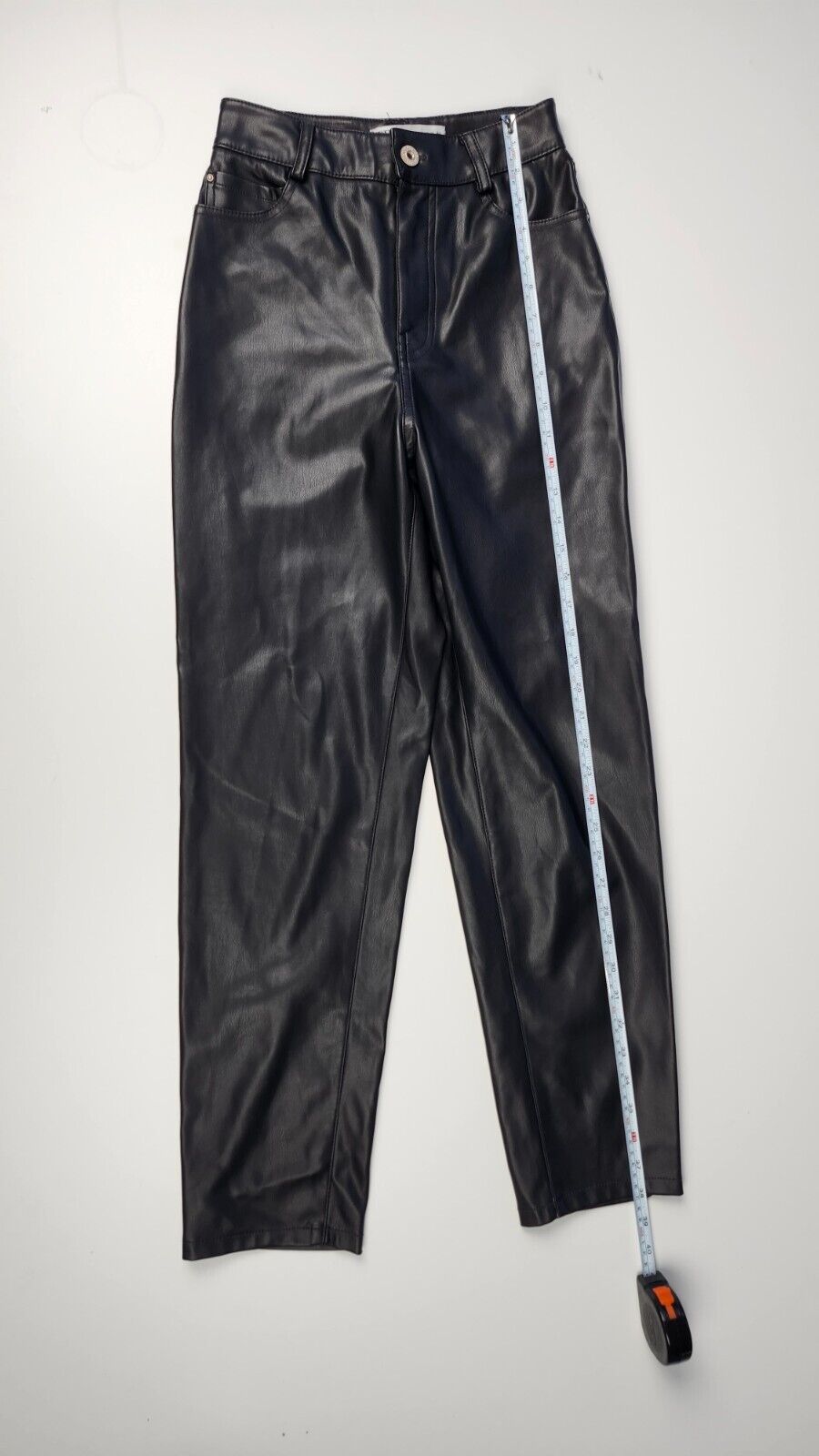 Zara Straight Leg Faux Vegan Leather Pants Black Size 2