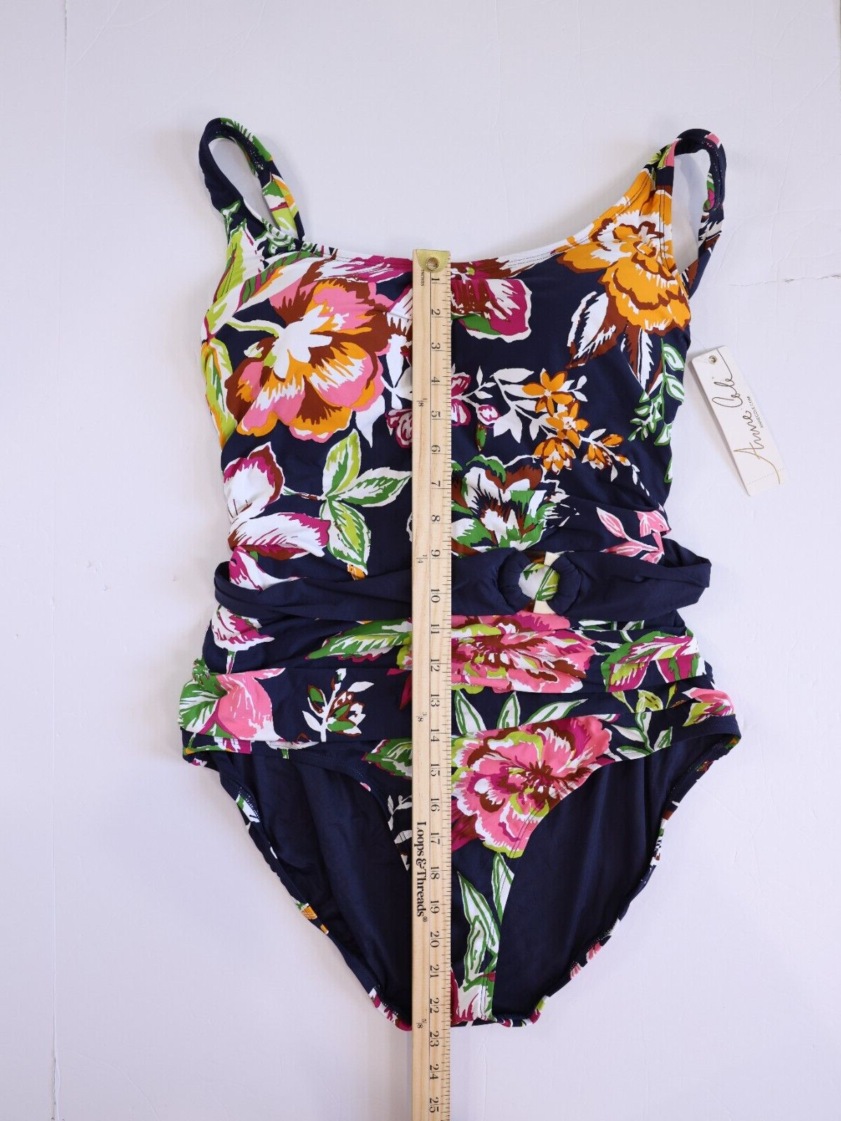 NWT Anne Cole Swim Swimsuit One 1 piece Sz 18W Belt