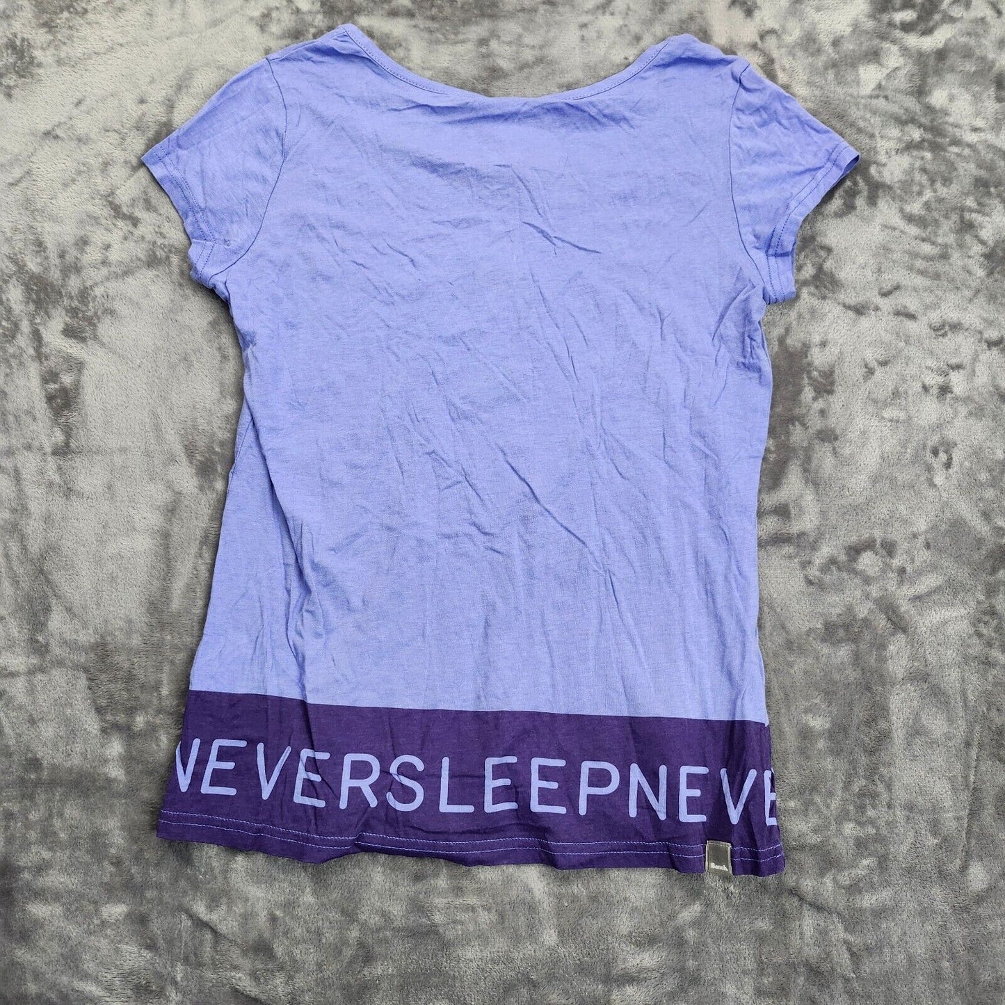 Bench Urban Wear Womens Purple Loose Fit T-Shirt Never Stop Size Small