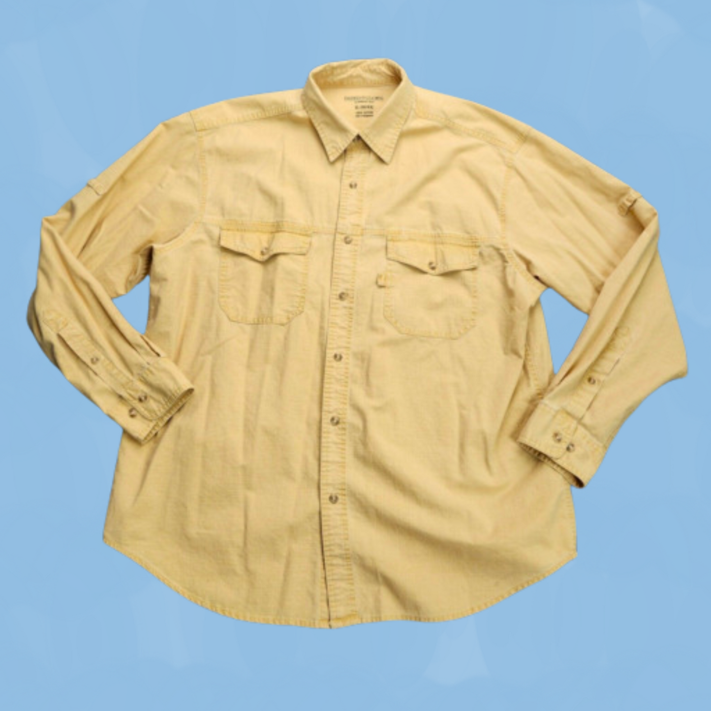 FADED GLORY 100% Cotton Mens Button Up Yellow (46/48) X-Large