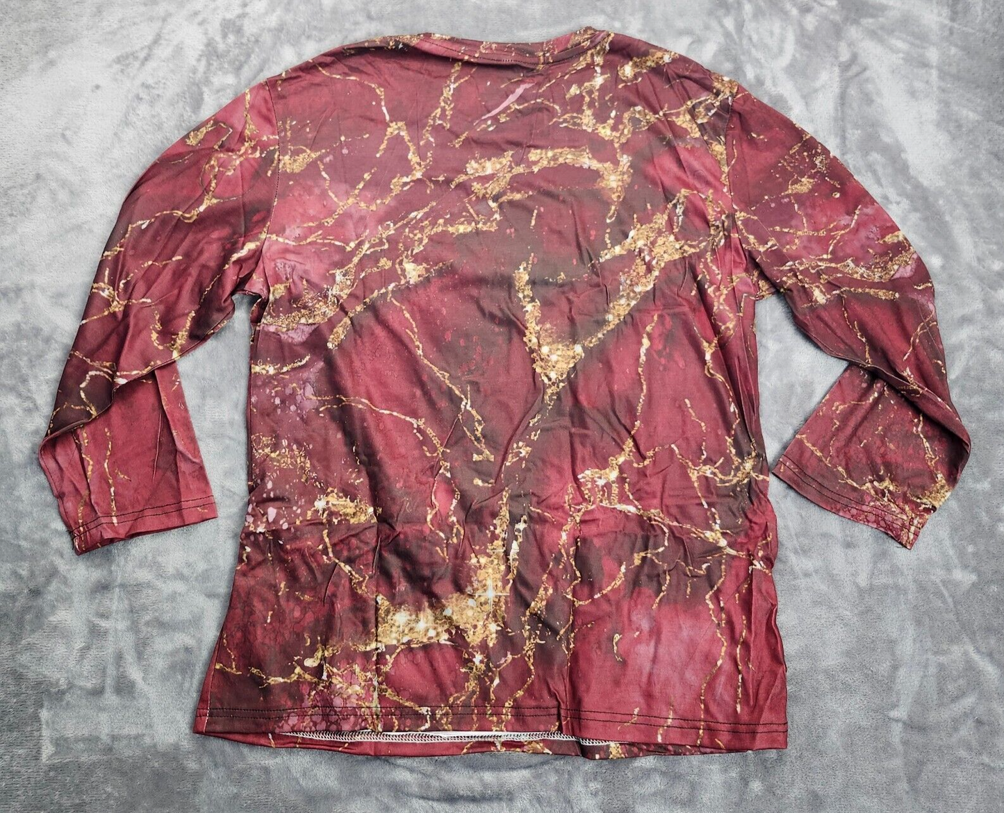 Crew Neck Women Tops 3/4 Sleeve Trendy Marble Comfy Pullover Blouses XL