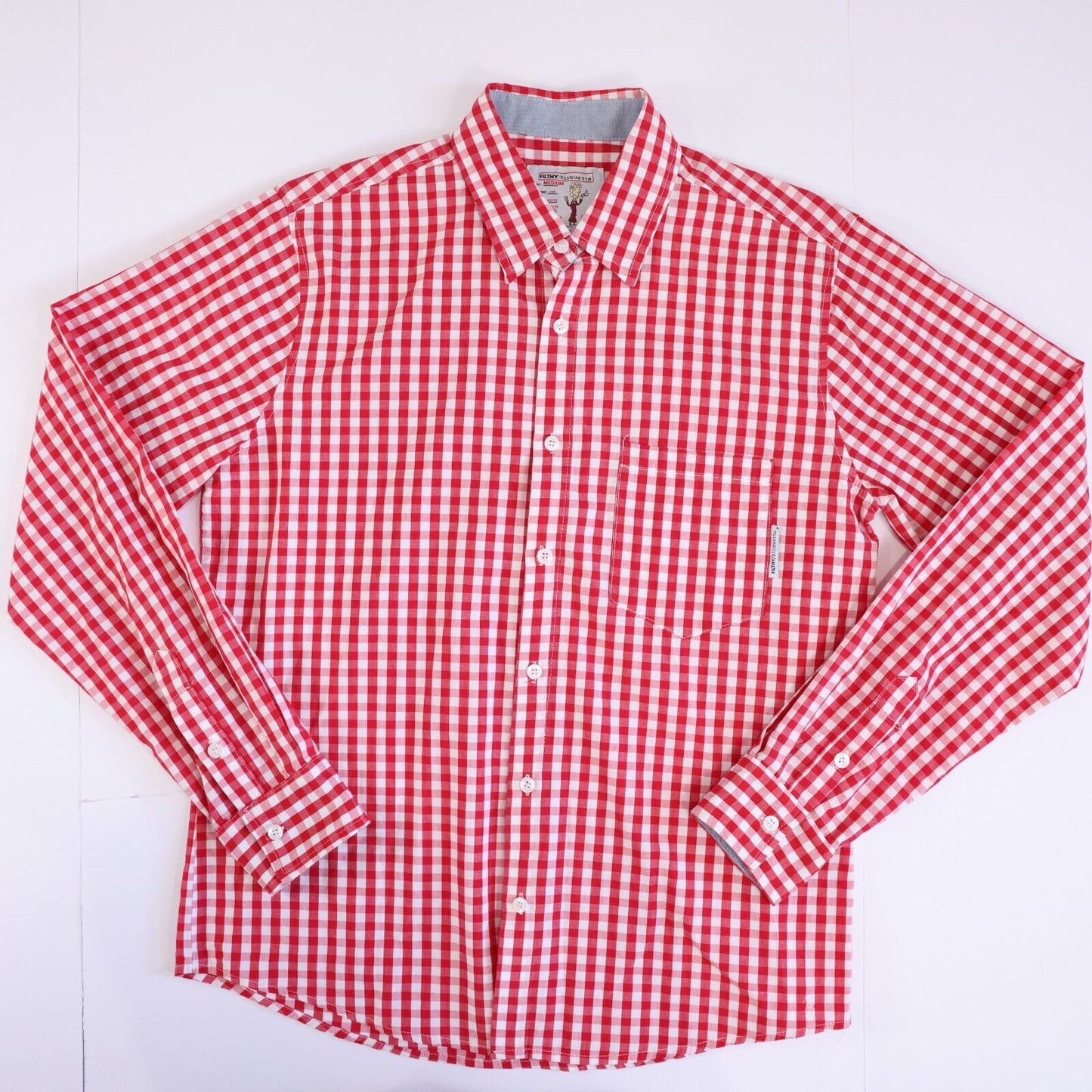 Filthy Etiquette Mens Button Down Shirt Red MEDIUM