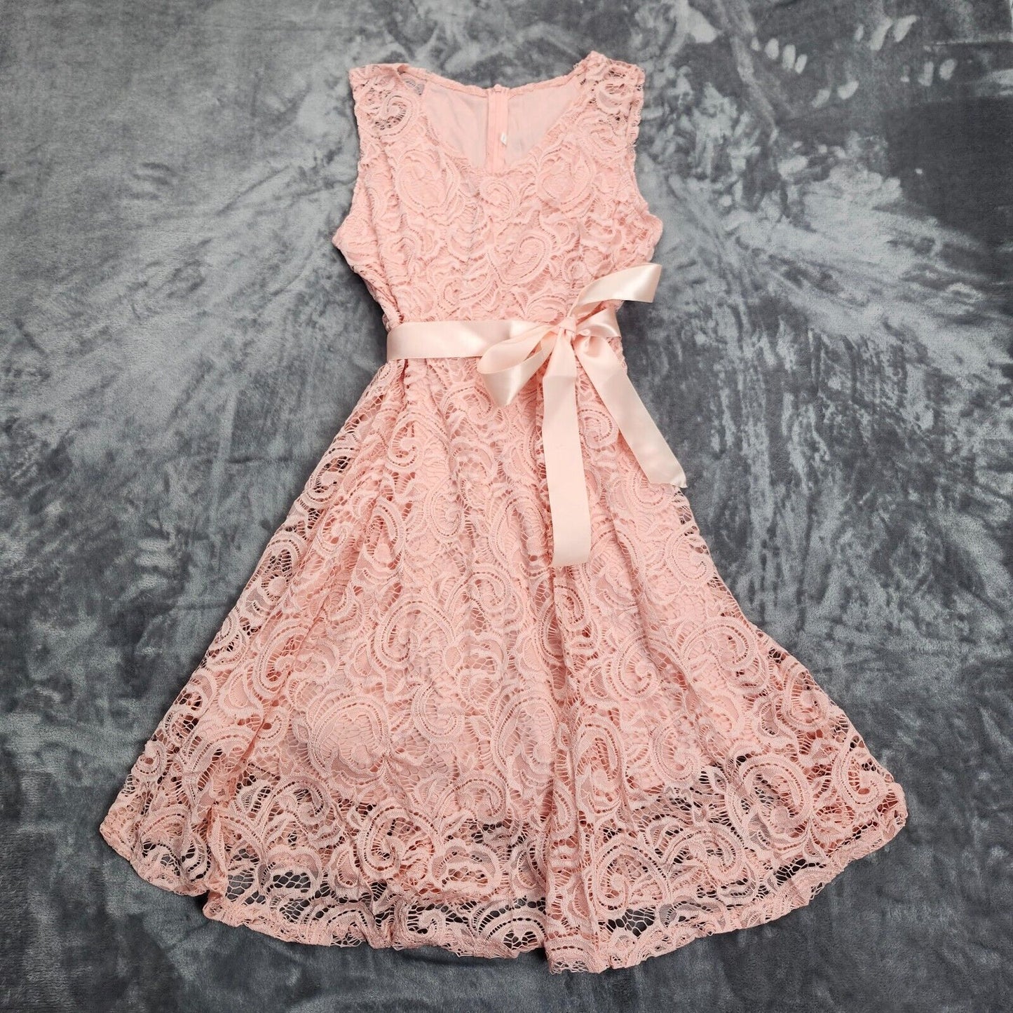 Women Summer Dress Sleeveless Formal Wedding Bridesmaid Lace Pink Size 2XL