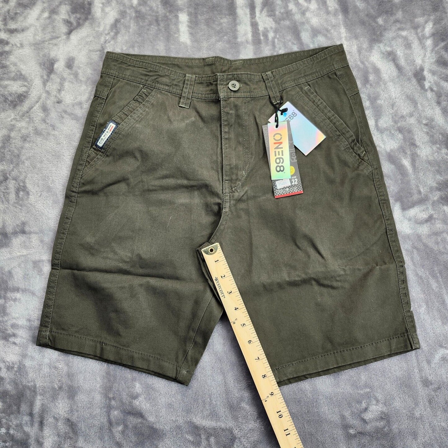 Men’s Pocket Zipper Denim Cargo Shorts Size 32