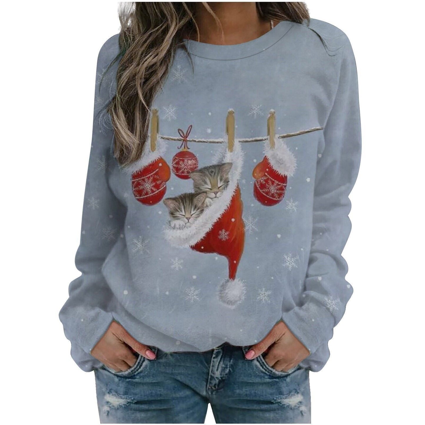 Merry Christmas Sweatshirts for Women Crewneck Long Sleeve Pullover Top 2XL