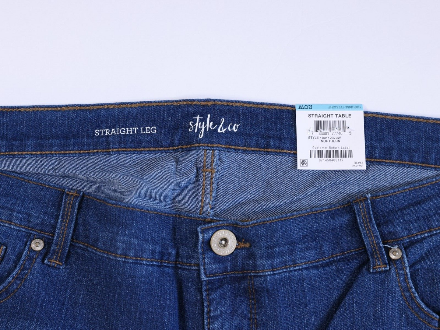 Style & Co Womens Jeans Highrise Straight 20W