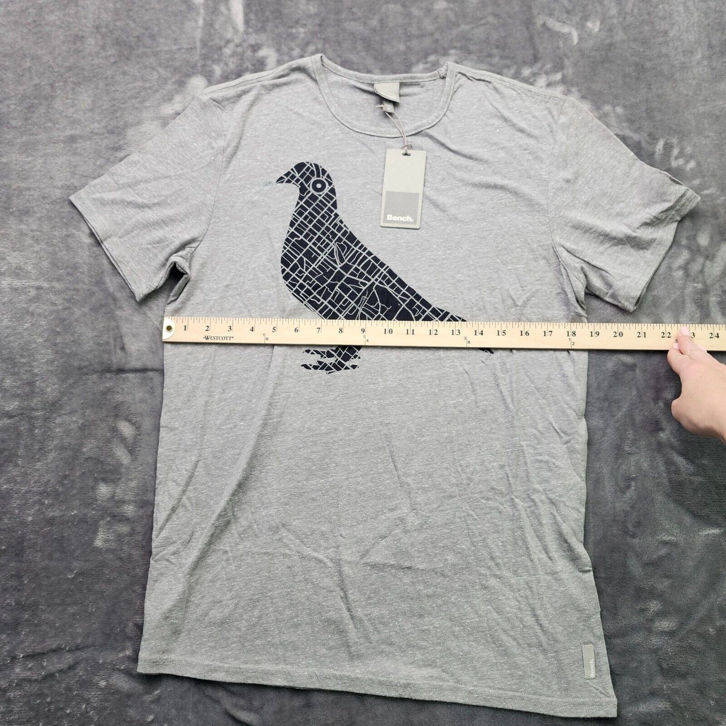 Bench Urban Wear Womens T-Shirt Size Small Grey with Black Bird