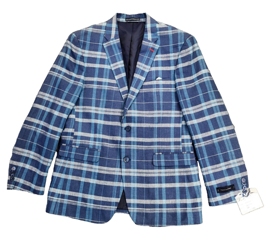 NWT Tommy Hilfiger Blazer/Sports Jacket Ethan Size 40R Blue & White 100% Linen